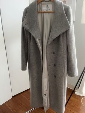Aritzia Light Gray Wool-Blend Long Pea Coat